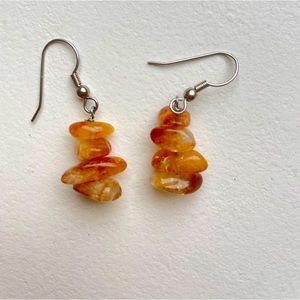 Authentic amber earrings on silver hardware